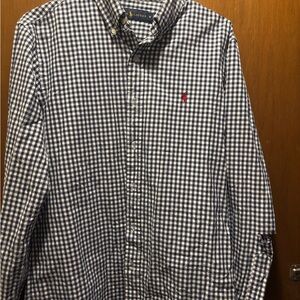 Ralph Lauren Men's Navy and White Plaid Shirt